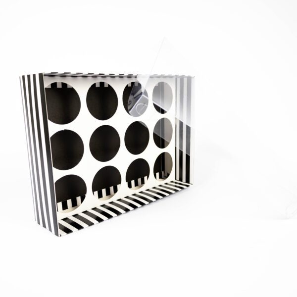 Cup Cake Box Self Erect with Clear Lid Black White Stripe South Africa