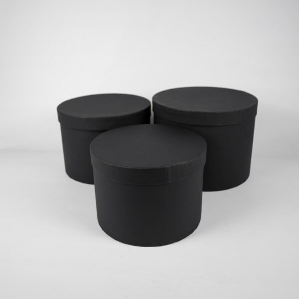 Round Hat or Flower Gift Box 3 Set with Lid Black South Africa