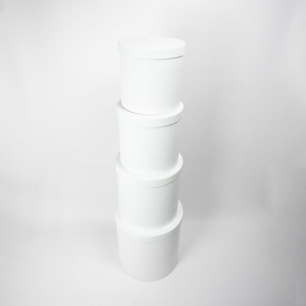 Round Hat or Flower Box 4 Set with Lid White South Africa