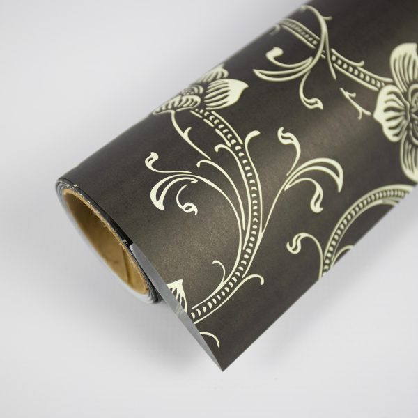 Floral Wrapping Paper Roll Black Cream South Africa