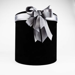Suede Round Box Med Black Ribbon South Africa